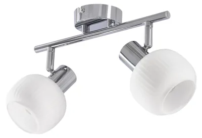 Obrázok produktu pre Stropná lampa s bielymi rýhovanými tienidlami Andrus, strieborná a biela, 2xE14x40W, kov, rozmery: 19x40x8 cm, IP20, Candellux