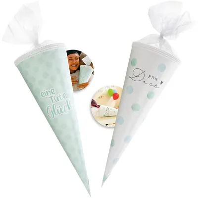 Produktbild von com-four® 2x Schultüte 30cm - Geschwisterschultüten aus Pappe - Zuckertüte