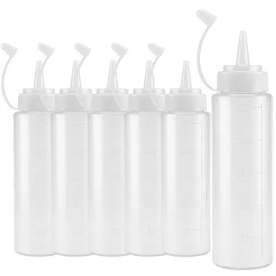 Produktbild von Knijfflaschen, 250 ml - 6 Stück - Kunststoff-Saucenflaschen - Druckflaschen/Knijfflaschen - Dosierflaschen - Ideal für Vinaigrette/Dressings - Saucenflaschen