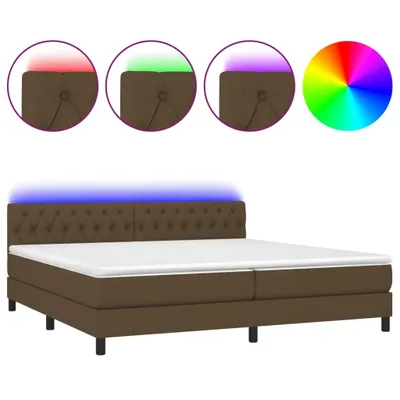 Produktbild von vidaXL Boxspringbett mit Matratze & LED Dunkelbraun 200x200 cm Stoff