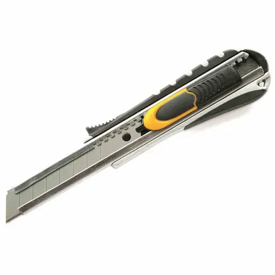 Image de Ironside 127-012 Autolock Cutter 18 mm avec poignée bi-matière, noir/jaune/gris argenté