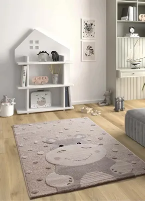 Produktbild von ATTICGO Kinderteppich CLOWN Flusspferd in Stein, 120x170 cm