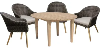 Produktbild von Garden Pleasure Tischgruppe PUEBLO|ARVADA 5-tlg. Akazie100% brushed-wash / Alu / Kunststoffgeflecht 985224-4