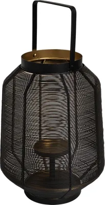 Produktbild von Laterne FENNA groß Metall schwarz gold konisch Ø25x32cm