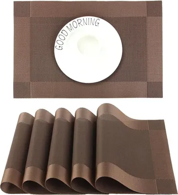 Produktbild von OKWISH 6er Set Platzset Abwischbar,Tischset Abwaschbar  PVC Abgrifffeste Hitzebeständig rutschfest Platzdeckchen für Küche,Zuhause,Restaurant,45x30cm