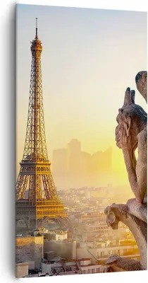 Produktbild von Bild auf Leinwand - Leinwandbild - Einteilig - Wasserspeier Turm Eiffel - 65x120cm - Wand Bild - Wanddeko - Wandbilder - Leinwanddruck - Bilder - Wanddekoration - Leinwand bilder - PA65x120-4633