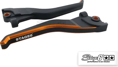 Produktbild von Para dwukolorowych dźwigni hamulca STAGE6 CNC do Yamaha Aerox Nitro w kolorze czarno-pomarańczowym
