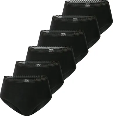 Produktbild von Schiesser 6er Pack 95/5 Modern Baumwolle Midi Slip Hoher Tragekomfort für den Alltag, Elastische Passform und Bewegungsfreiheit, Softer Baumwollstoff für besten Tragekomfort schwarz 48