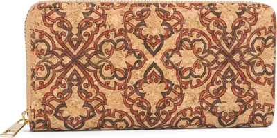 Produktbild von styleBREAKER Damen Geldbörse aus Kork mit buntem Muster Print im Ethno Look, Reißverschluss, Portemonnaie 02040138