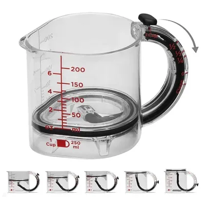 Produktbild von Verstellbarer Messbecher,4 in 1 einstellbarer Messbecher mit Abstreifer Style Seal Base,Multifunktionale Flip Up platzsparende Messbecher