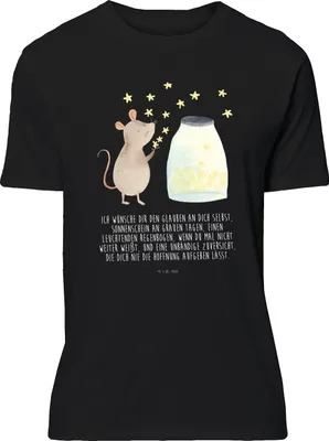 Produktbild von Mr. & Mrs. Panda T-Shirt Maus Sterne - Schwarz - Geschenk, Wunsch, Lustiges, Kindergeburtstag, Spruch-Shirt, Schwangerschaft, oberteil, Shirt, Geburtstag, Lustige Sprüche