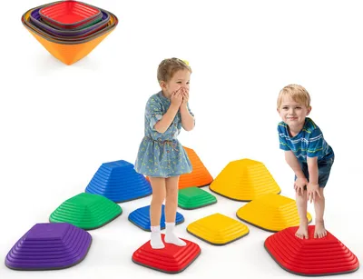 Produktbild von GOPLUS Balanciersteine für kinder 11er-Set, Rutschfeste Stapelsteine, Trittsteine zur Förderung von Balance & Koordination, Bunt