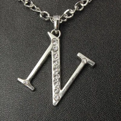 Produktbild von Halskette mit Strass Buchstaben Anhänger Buchstabe N