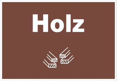 Produktbild von Holz Mülltrennung Schild Text Symbol Balken waagerecht A1 Rückseite selbstklebend