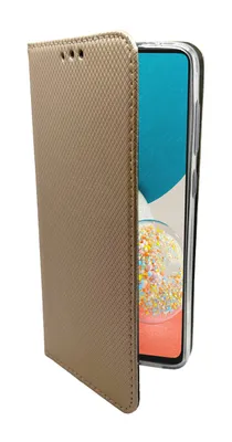 Productafbeelding van Beschermhoes "Smart" compatibel met SAMSUNG GALAXY A54 5G. Telefoonhoes met portemonnee, beschermhoes met standaardfunctie en kaarthouder, goudkleurig