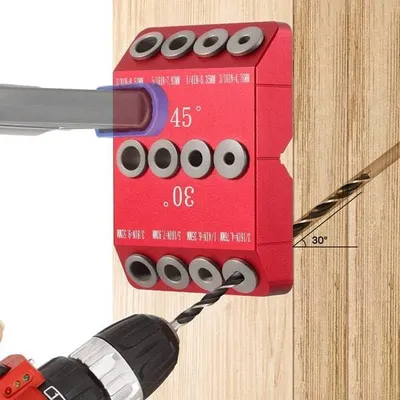 Obrázek produktu pro Úhlový vrtací přípravek Úhlový vodicí přípravek pro vrtání otvorů 30 45 90 stupňů vodicí úhelník pro vrtání a šablona pro rovné otvory