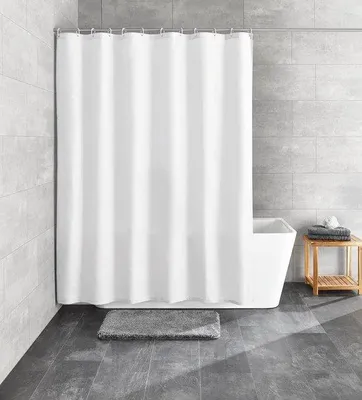 Obrázok produktu pre Sprchová záves biela, polyester, 120 x 200 cm, s háčikmi