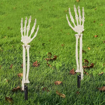 Productafbeelding van Halloween skeletarmen, set van 2, kunststof, 46 cm, voor tuin en decoratie