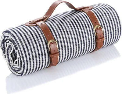 Produktbild von Picknickdecke 150 x 200cm,Streifen Wasserdicht,Tragbare Extra Große Stranddecke,Campingdecke Sanddichte Isoliert mit Tragegriff,Perfekt für Picknick/Outdoor/Camping/Beach/Park