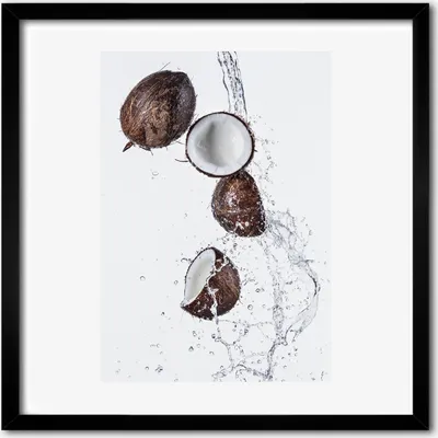 Produktbild von Bild - 50 cm x 50 cm - MDF - Rahmen, Wandkunst - Kokosnuss mit Wasser