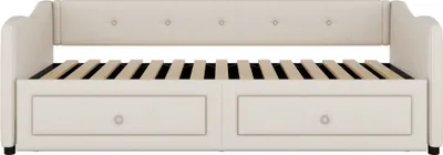 Produktbild von Schlafsofa 90x200cm Tagesbett (Ohne Matratze) Leinen Beige Daybett Jugendbett Mit ausziehbarem Bett Einzelbett Mit zwei Schubkästen