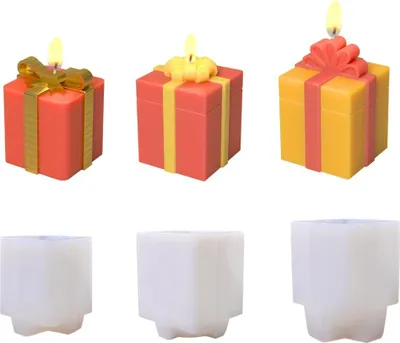 Immagine prodotto di confezione regalo da 3 pezzi stampi per candele in silicone - stampi per candele natalizie, per sapone, resina epossidica, decorazione di torte, fondente, decorazioni per feste natalizie,