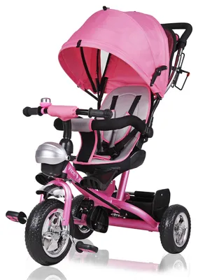 Produktbild von Spielwerk® Dreirad 4in1 mit Schubstange ab 1 Jahr Drehbarer Sitz Getränkehalter Sonnendach Kinderdreirad Fußablage Baby Buggy Laufrad Kleinkind Rosa
