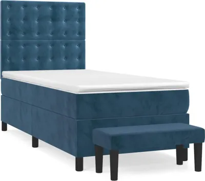 Produktbild von vidaXL Boxspringbett mit Matratze Dunkelblau 90x190 cm Samt