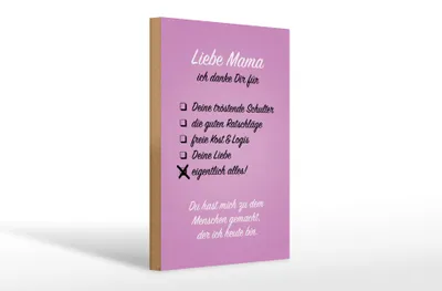 Produktbild von Holzschild Spruch 20x30cm Liebe Mama ich danke Schild