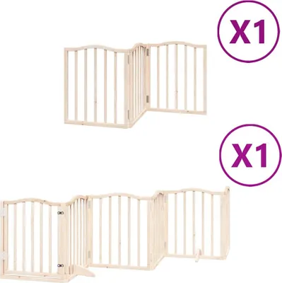 Image de vidaXL Porte pour chien 9 pièces avec porte Pliable 450 cm bois de peuplier