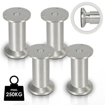 Immagine prodotto di Jiubiaz 4x piedini per mobili Piedini in alluminio Diametro 40 mm Altezza 150 mm Nero Altezza regolabile