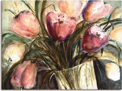 Produktbild von ARTland Leinwandbild Lila Tulpen in Vase Größe: 80x60 cm
