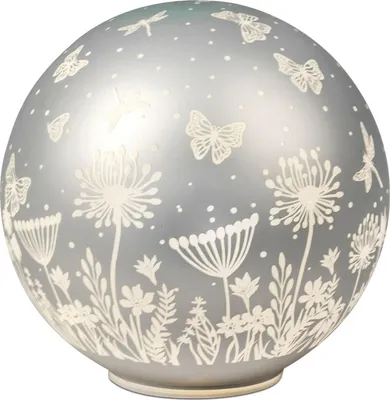 Produktbild von LED Kugellampe Deko Kugel Blumenwiese Pastell silber 20cm mit Timer Formano F26
