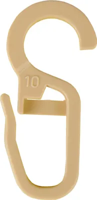 Produktbild von Gardinenringe mit Faltenlegehaken Ø9 mm Beige (10er-Pack) – Kunststoff, für Gardinenstangen bis Ø16 mm, Universalband und Kräuselband