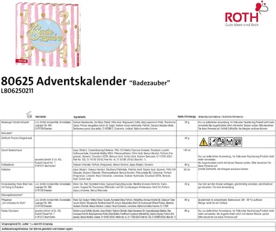 Obrázok produktu pre ROTH 80625 ROTH PUR "Badezauber" Adventskalender