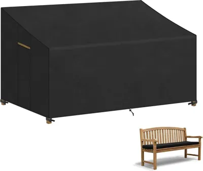 Obrázok produktu pre Vodotesný kryt záhradnej lavičky - ochrana lavičky - 1 kus - čierny - Polyrotan - 165 x 75 x 63/89 cm
