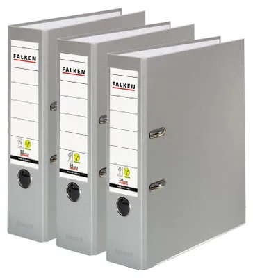 Produktbild von FALKEN 3x PP-Color Kunststoff-Ordner 8 cm breit DIN A4 grau