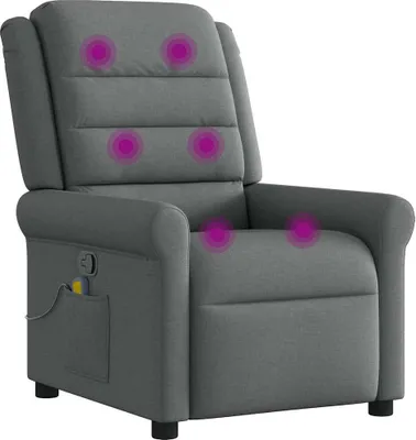 Image de vidaXL Fauteuil relax de massage, tissu, gris foncé