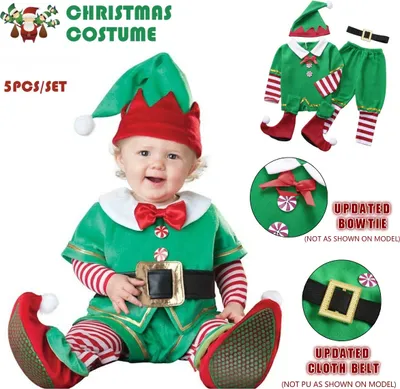 Obrázok produktu pre 5 kusov/sada Baby chlapci dievčatá batoľa Elf kostým zvierat Romper Santa 's Little Helper Halloween Xmas Party kostým Jumpsuit (veľkosť 110)