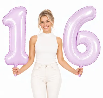 Produktbild von Folienballons Zahl 16 lila 100 cm Geburtstag Jubiläum
