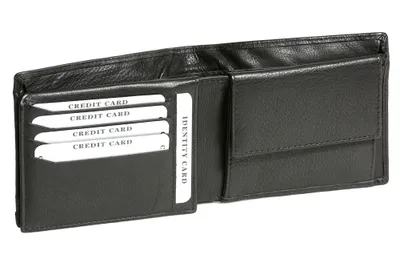 Produktbild von LEAS Klassische Scheintasche im Querformat mit Geheimfach für Damen & Herren Echt-Leder, schwarz Basic-Edition