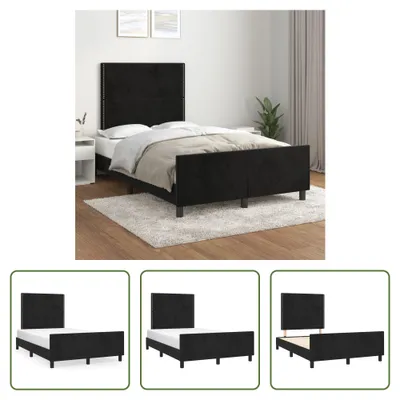 Produktbild von The Living Store Bettgestell mit Kopfteil Schwarz 120x200 cm Samt