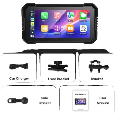Zdjęcie produktu dla Nawigacja GPS dla motocykli, bezprzewodowe połączenie CarPlay, obsługa Android Auto, funkcja Carplay