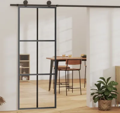 Produktbild von "2026 Promotion" Schiebetür ESG-Glas und Aluminium 76x205 cm Schwarz - Zimmertüren CC1436