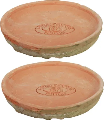 Produktbild von 2er Set Aged Terracotta Untersetzer rund Ø 16,4 cm Planzen Blumen Topf Ton Töpfe