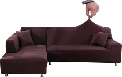 Imagen del producto de Funda elástica para sofá de esquina, de 2 piezas, para un asiento individual y dos asientos, lavable, ideal para el salón