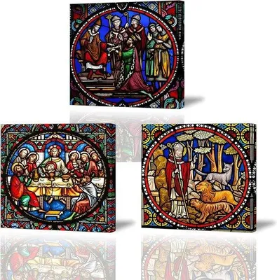 Produktbild von Bilderrahmen Set aus Holz - 30 x 30 cm - Vintage Blumenmotiv - Set von 3 - Küche Wohnzimmer Esszimmer Deko