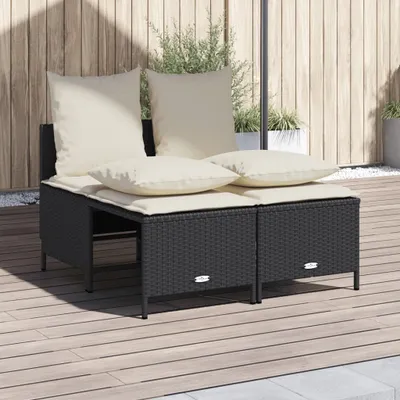 Produktbild von Möbel 4-tlg. Garten-Sofagarnitur mit Kissen Schwarz Poly Rattan - Balkonmöbel 368380