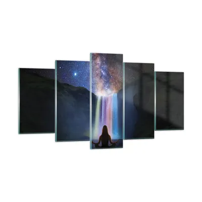 Produktbild von Bilder auf glas - 5 Teile - Wasserfall die Sterne Meditation - 160x85cm - Glasbilder - Wandbilder - Bilder - Wanddekoration aus Glas - Glas Bilder - Wandbild auf Glas - GEA160x85-4774