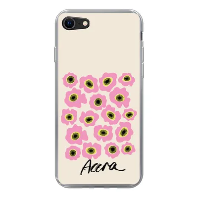 Produktbild von MuchoWow® Handyhülle Schutzhülle Hülle für iPhone 8 Blumen - Rosa - Ghana Silikon Softcase Handy Hülle - Schutzhaube